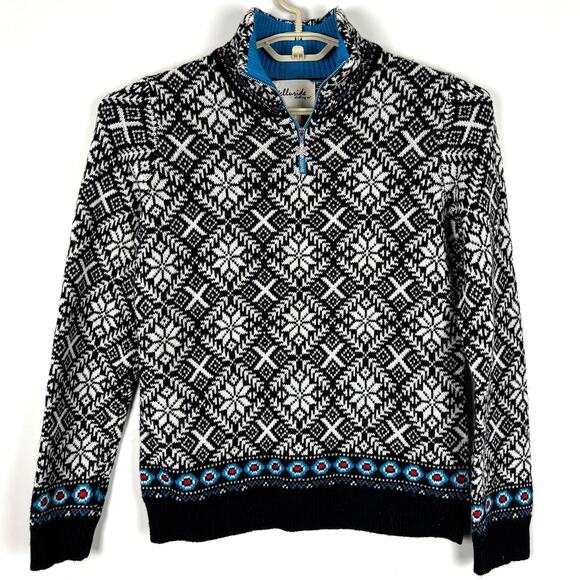 Telluride 1/4 Zip Pullover Sweater snowflake Lambswool/Alpaca Blend nordic ski - Picture 1 of 7